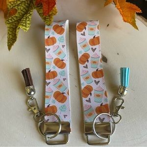 Fall Pumpkin Late Faux Leather Keychain (price is for 1)